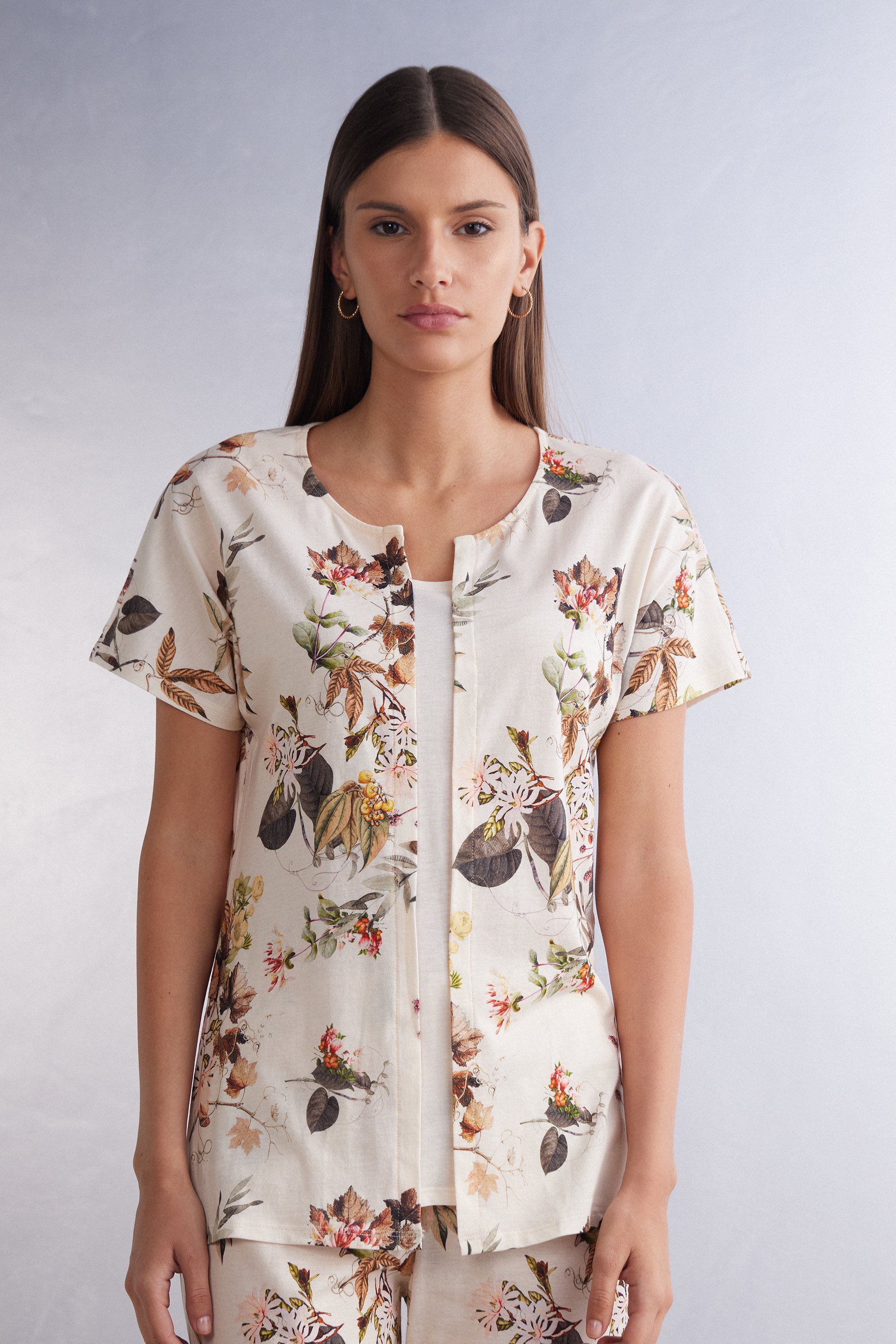 Camiseta de manga curta Supima® Ultra-Cool Autumn Botanic em algodão.