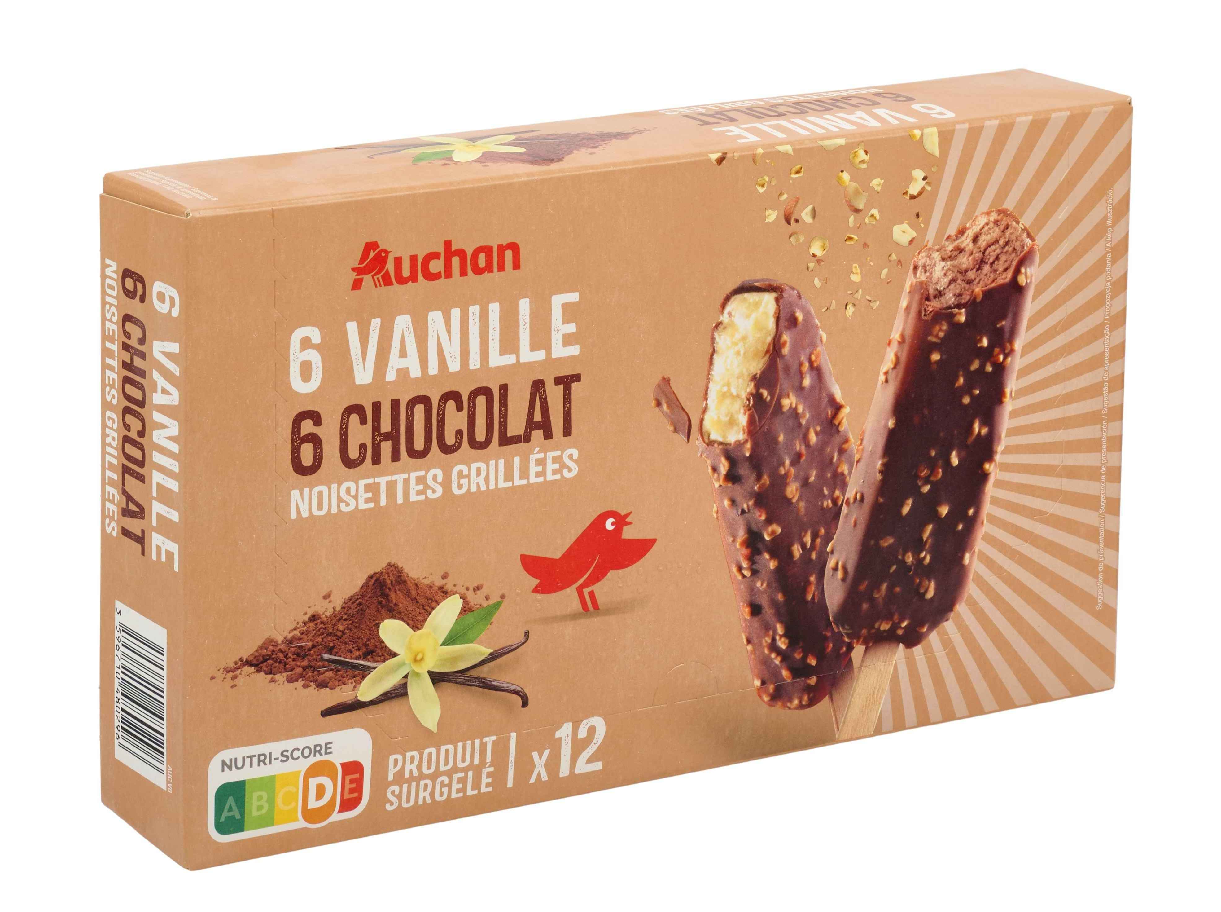 GELADO PALITO AUCHAN BAUNILHA CHOCOLATE 12X60ML