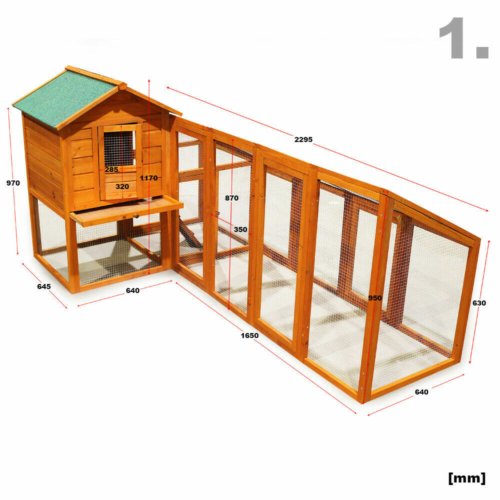 Poulailler clapier enclos bois étable espace libre 229,5 cm
