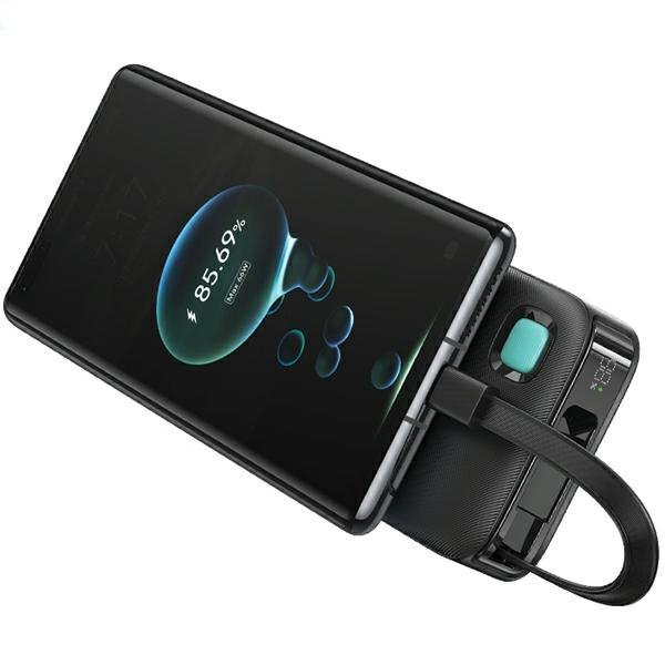 (20W) 10000mAh USB A / USB C Powerbank Power Delivery Ladegerät inkl. Lightning Ladekabel mit LED Anzeige (10KCD22501) - Schwarz