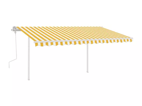 Auvent manuel rétractable avec LED 4x3 m Jaune et blanc