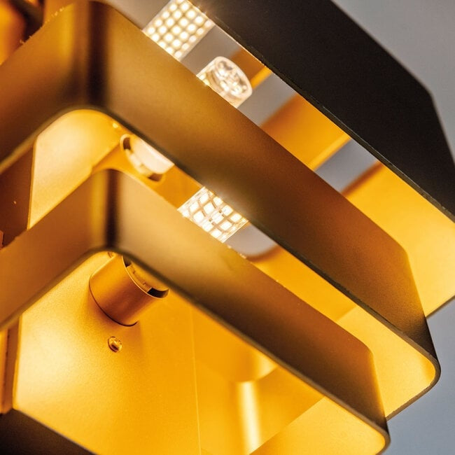 Artdelight Wandlamp Layers Zwart - Goud Up & Down 27.5 x 20cm excl. 3