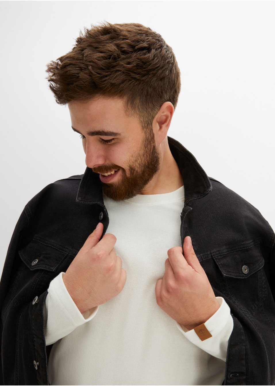 T-shirt manches longues en coton piqué gaufré