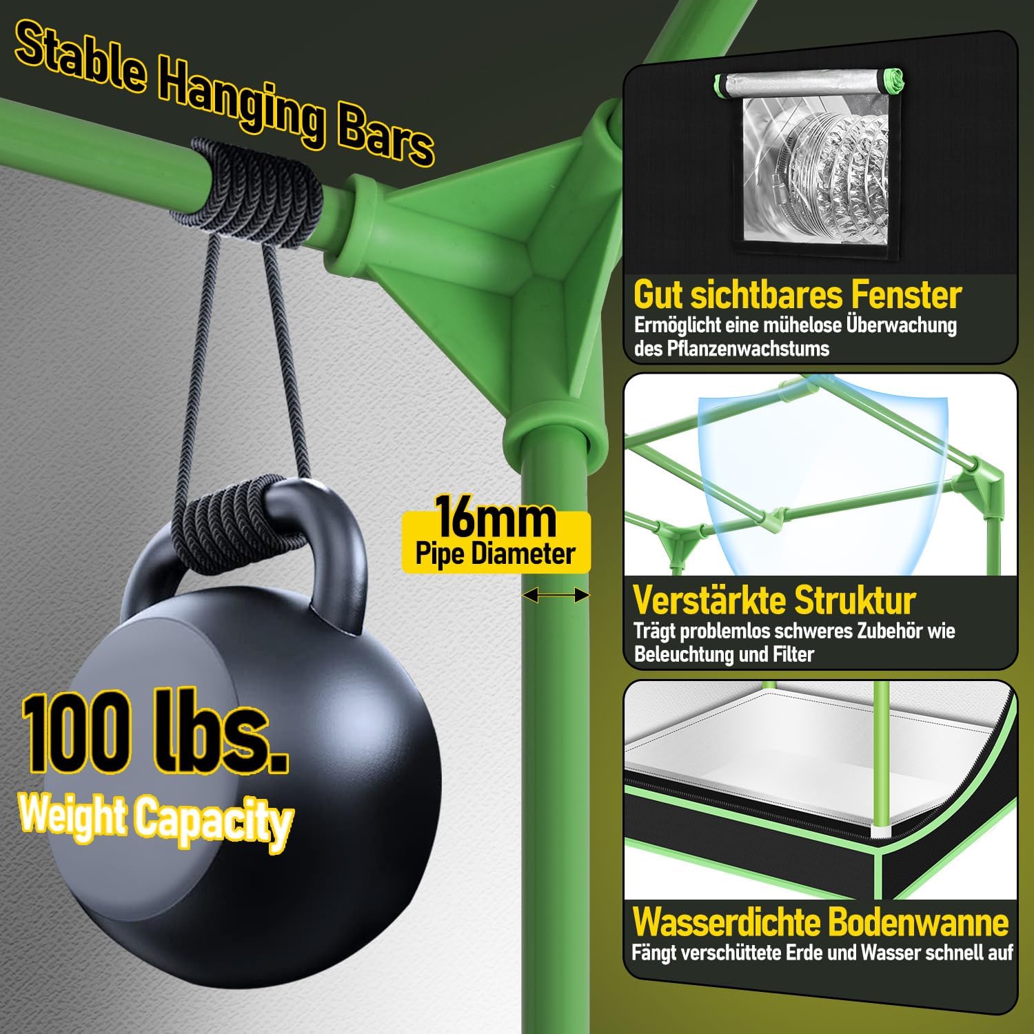 Growzelt Komplettset 80x80x160cm mit 200W Flach LED Grow Lampe, Belüftungssystem mit Aktivkohlefilter, Indoor Pflanzenzelt