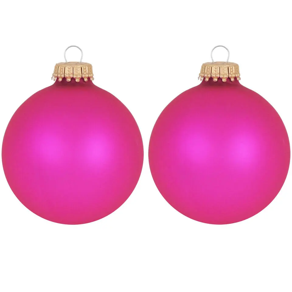 Krebs Kerstballen - bubbelgum roze - 8x - glas - 7 cm