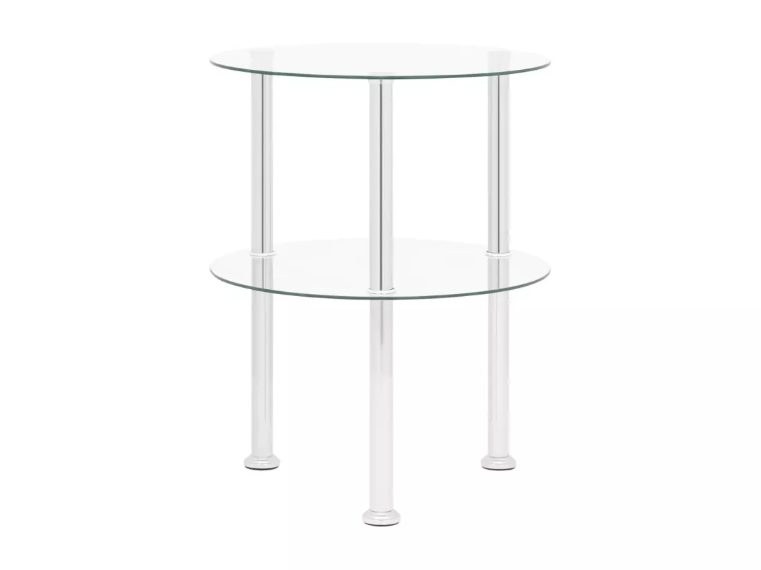 Table d'appoint 2 niveaux Transparent 38 cm Verre trempé