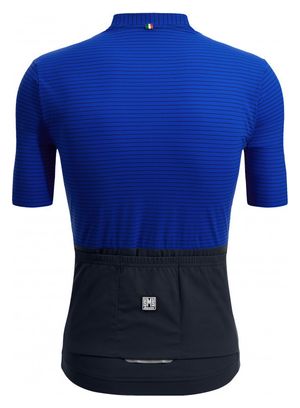 Maillot Manches Courtes Santini Colore Riga Bleu/Noir