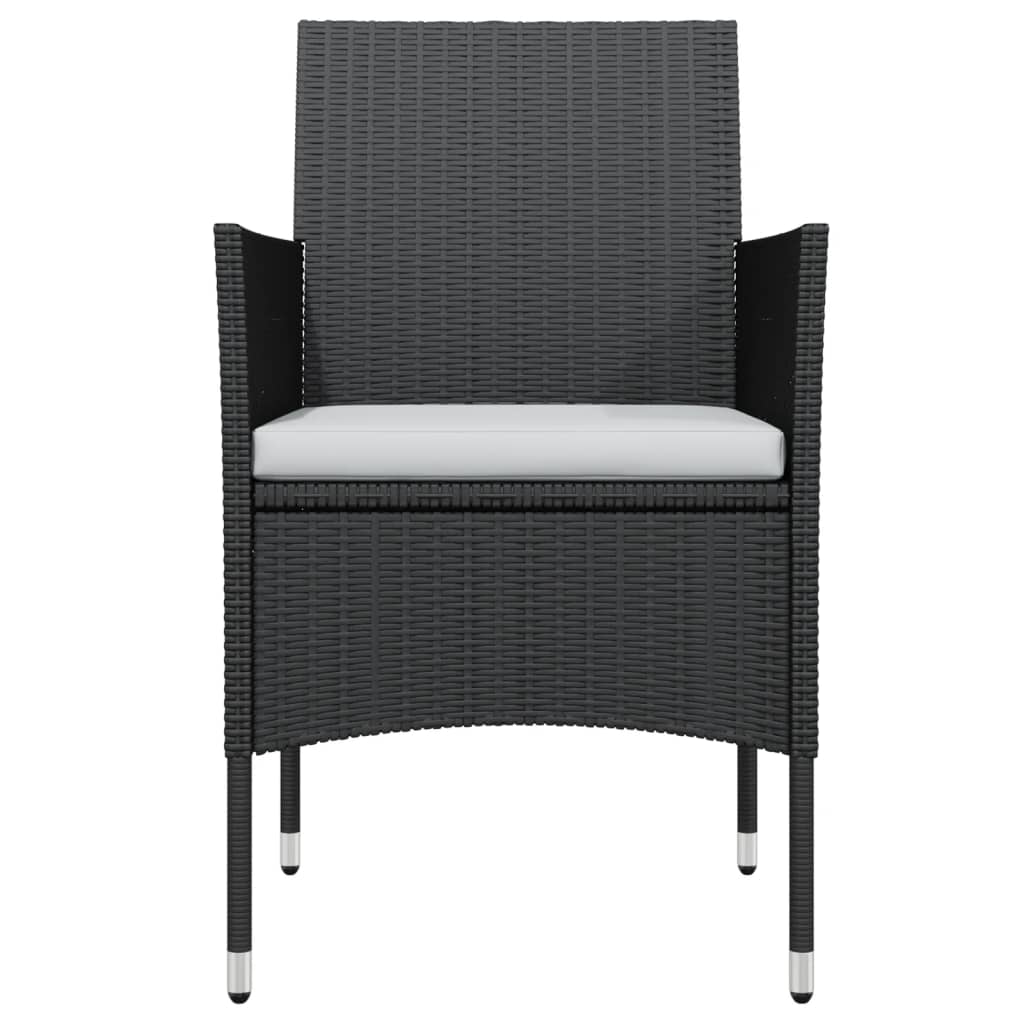 Mobilier de salle à manger de jardin avec coussins 3 pièces noir