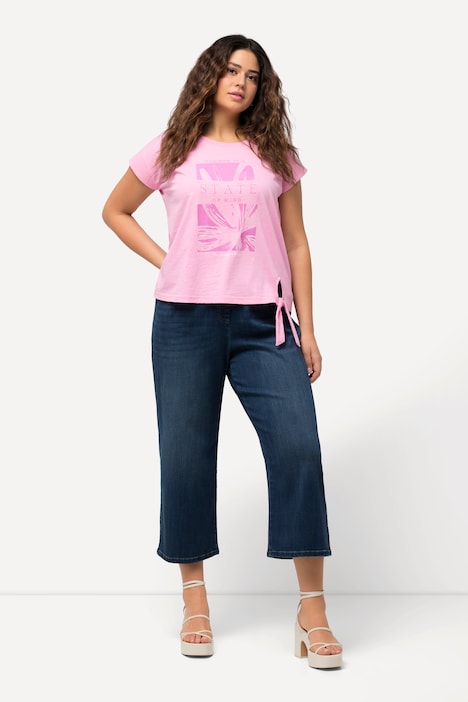 Lyocell-Culotte Rose, weites Bein, Elastikbund, Jeansoptik