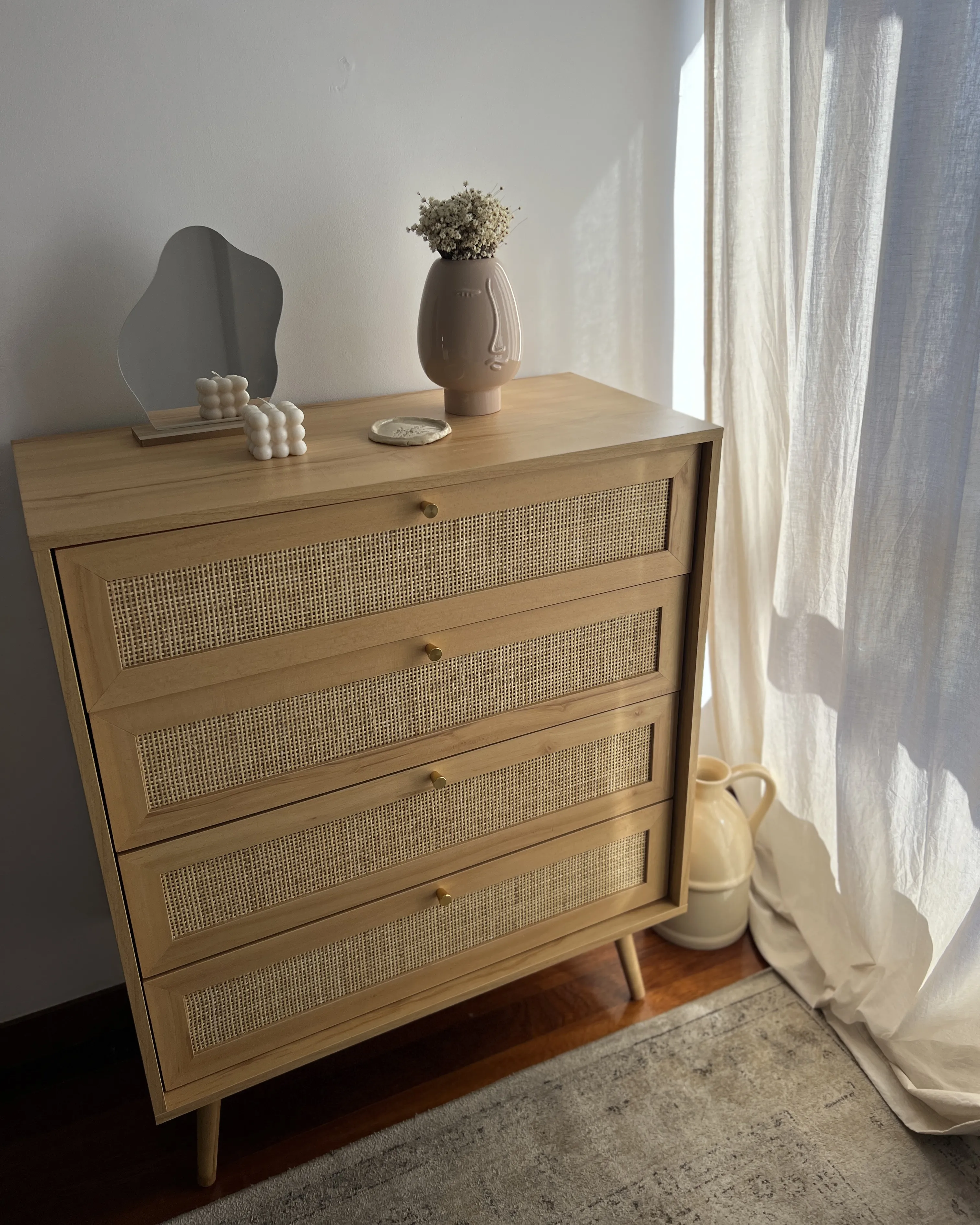 Ladekast 4 lades PEROTE Rotan Lichtbruin