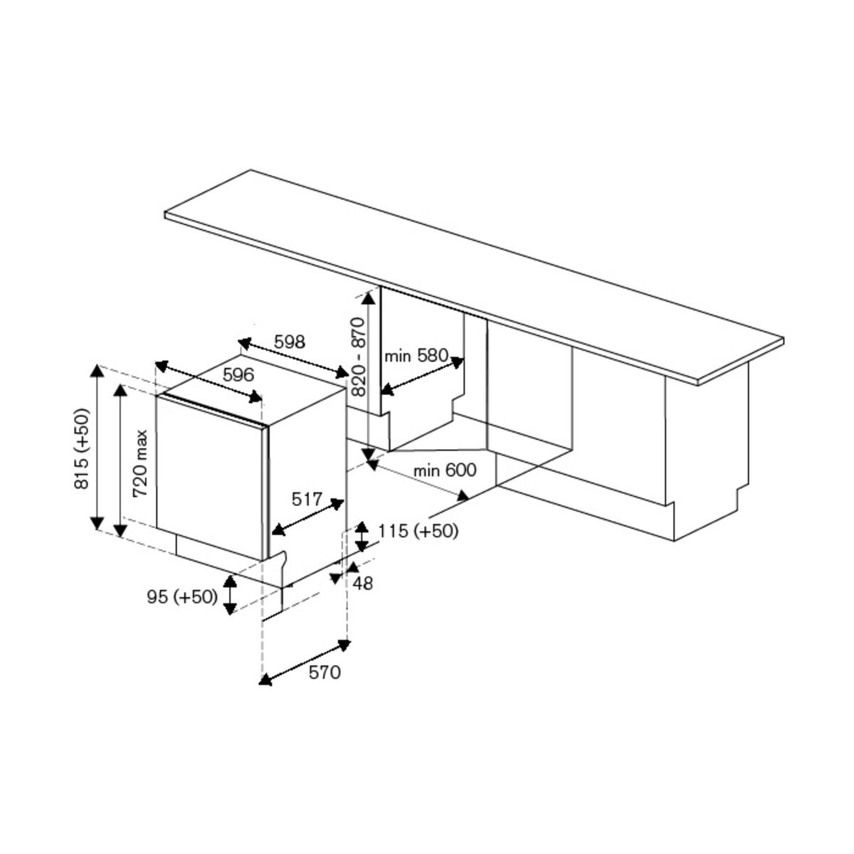 DW6083PRT Helintegrert oppvaskmaskin 60 cm, door-on-door