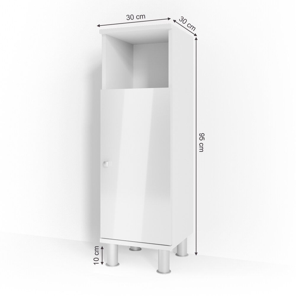 VICCO Midischrank FYNN 95 x 30 cm Weiß Hochglanz - Badezimmerschrank Badschrank Schrank Badregal