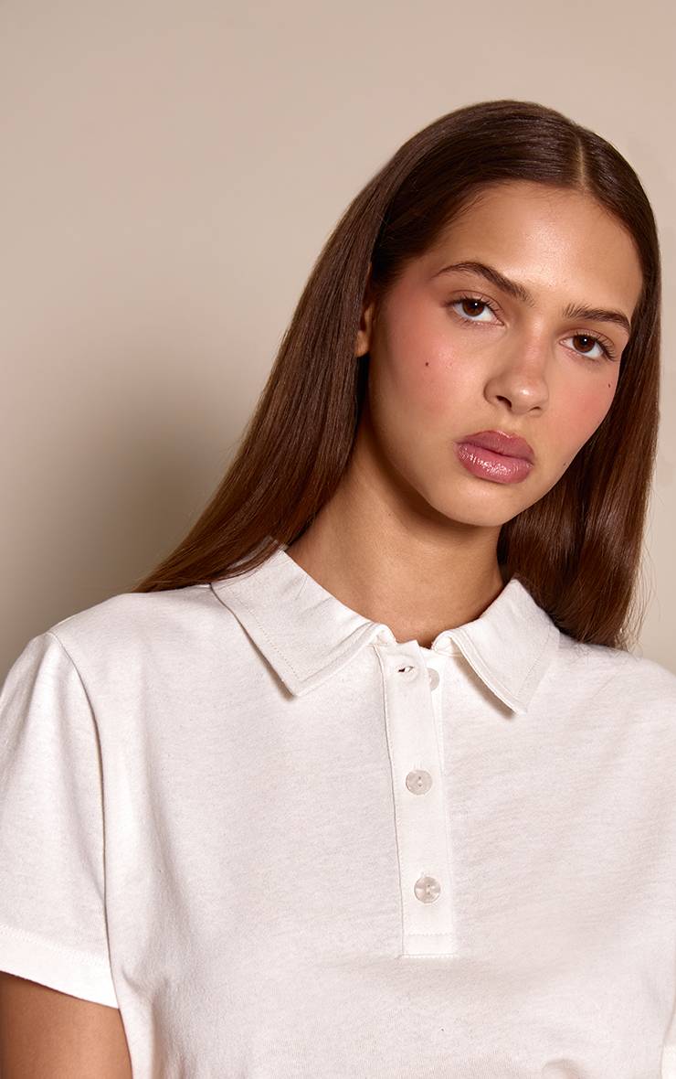 Crème T-shirt Ajusté À Col