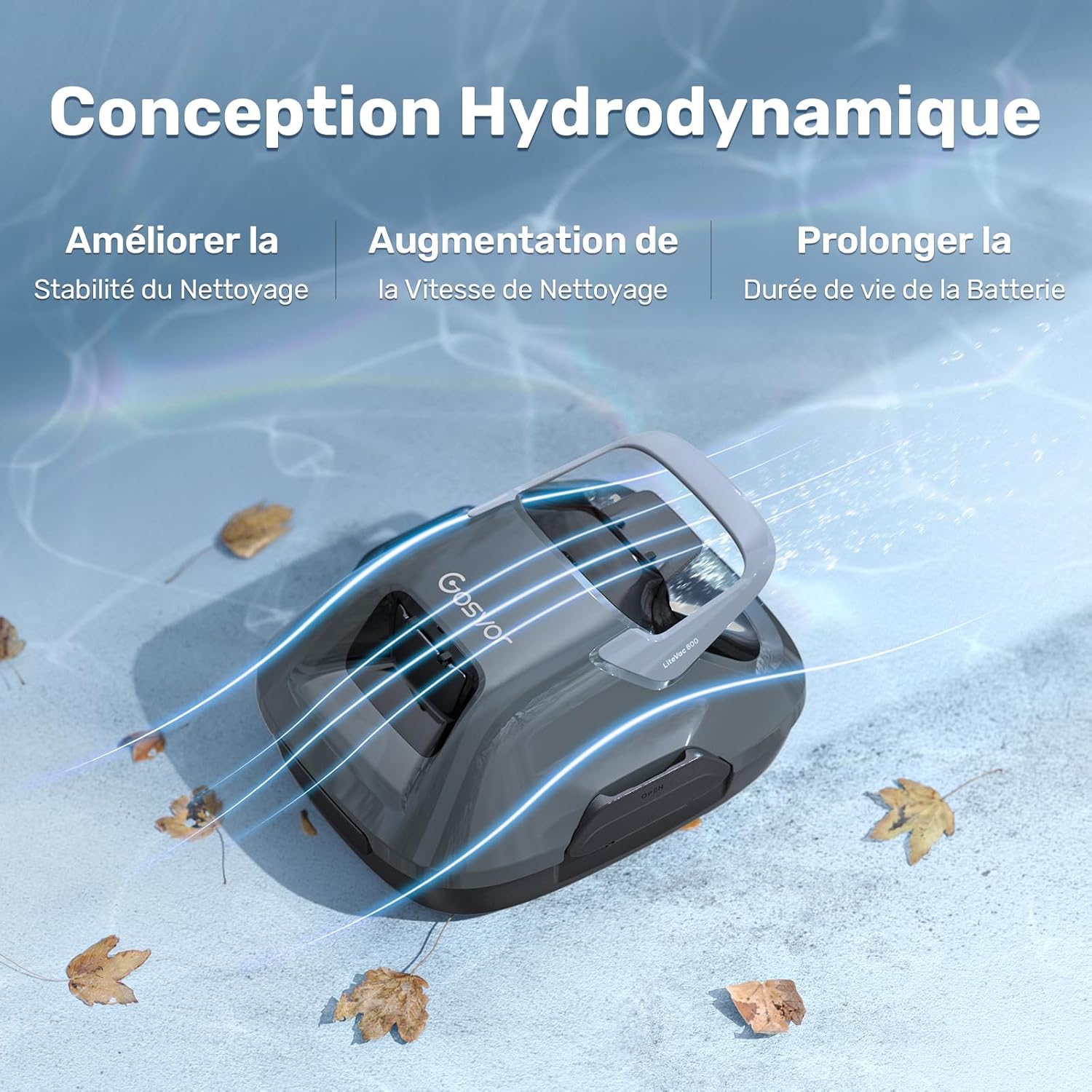 Kabelloser Poolroboter, Poolsauger mit automatischer Parkfunktion, automatische Reinigung mit Laufzeit von 90 Minuten, kompakter Poolreiniger, ideal für 80 m²