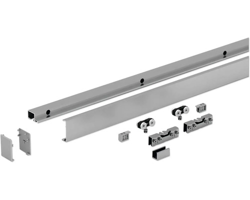 Pertura glazen schuifdeur complete set Glera Swirl 900x2050 mm incl. Selir aluminium beslag, RVS look, verzonken handgreep