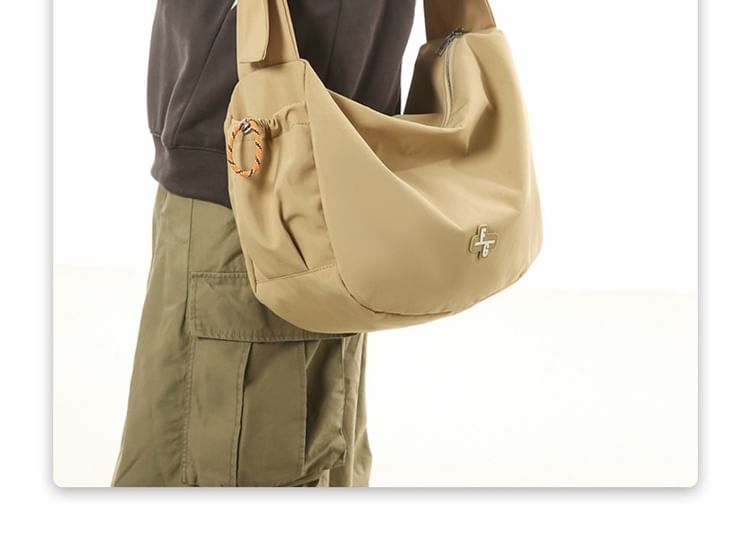 HOVERUP - Effen nylon crossbodytas met trekkoord