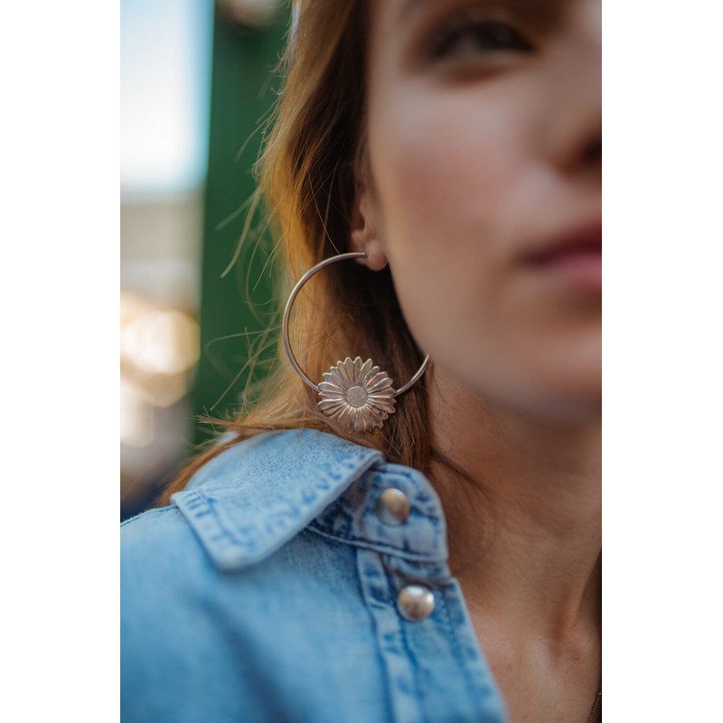 boucles d'oreilles créoles fleurs plaqué argent - MAÏA