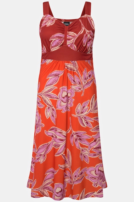 Midikleid, floraler Druck, V-Ausschnitt, ärmellos