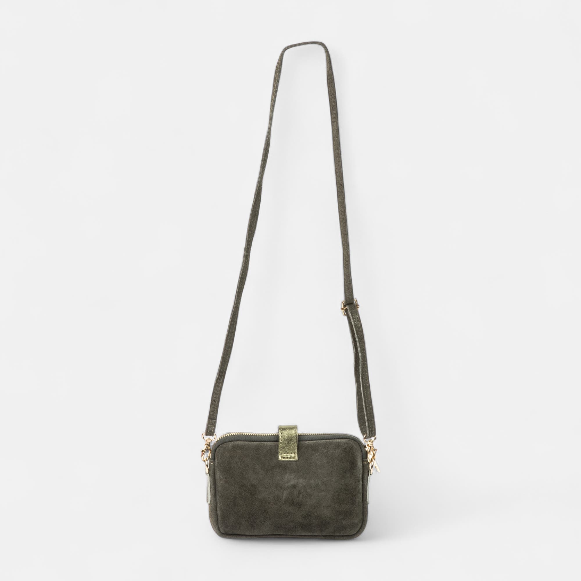 Sac bandoulière en cuir kaki
