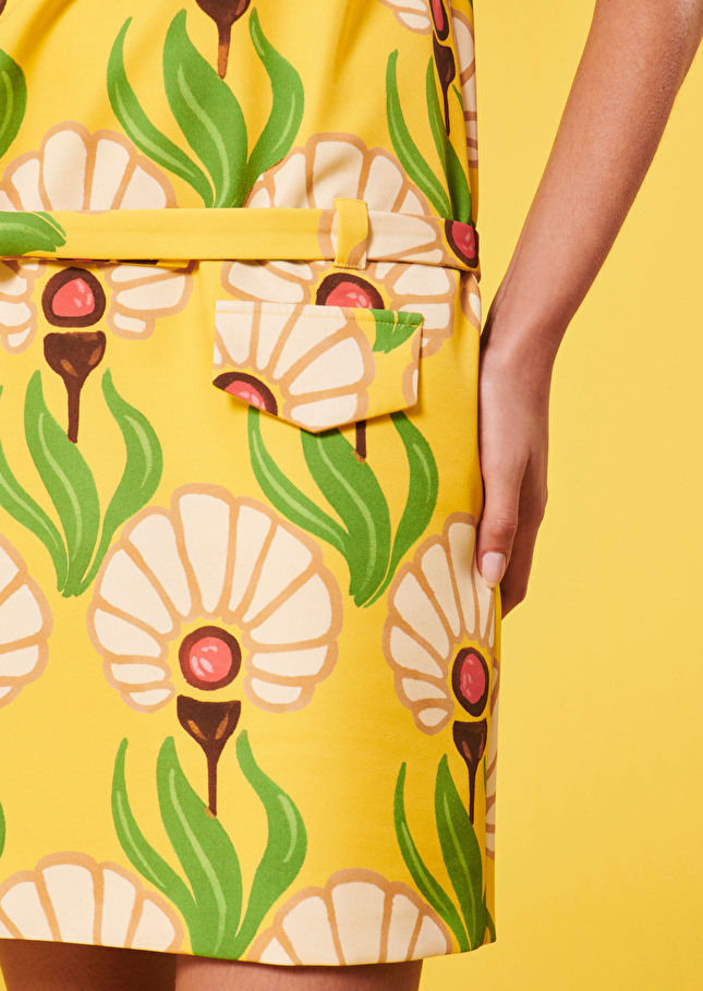 Robe Rivagejaune à motif fleurs