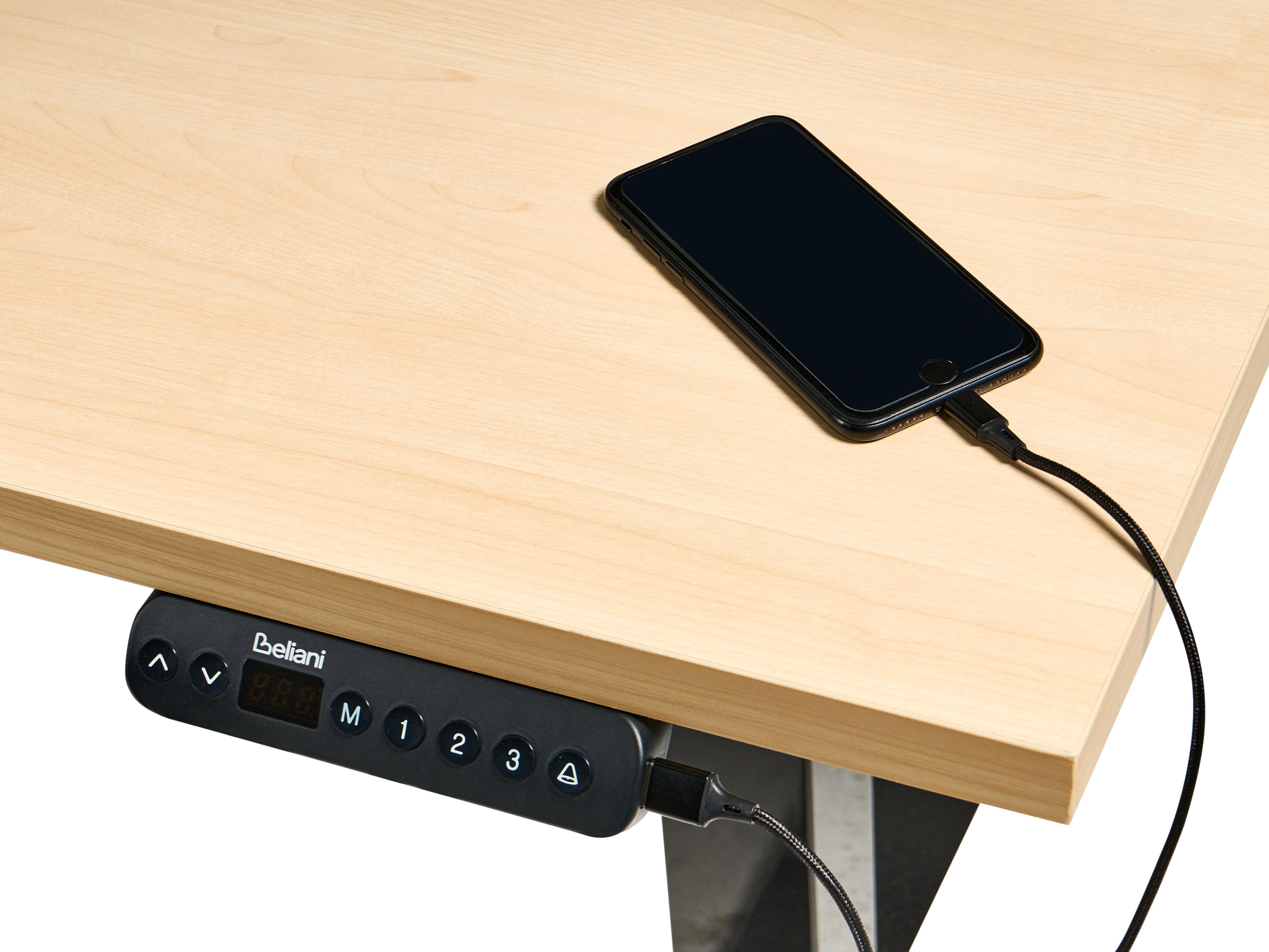Elektrisch verstelbaar sta-bureau DESTINES Zwart/lichtbruin 180 cm 72 cm