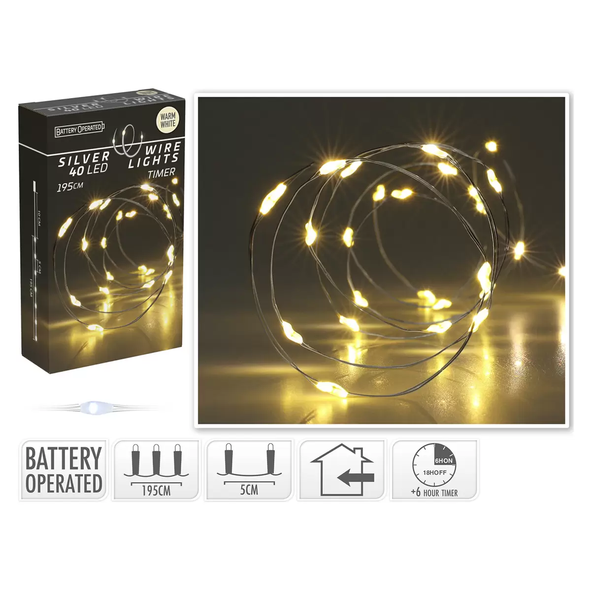 Lichterkette Indoor warmweiss Silber