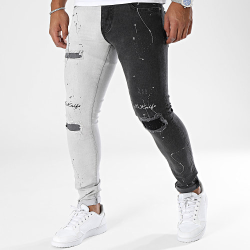 Jean Slim Bicolore Gris Clair Gris Anthracite