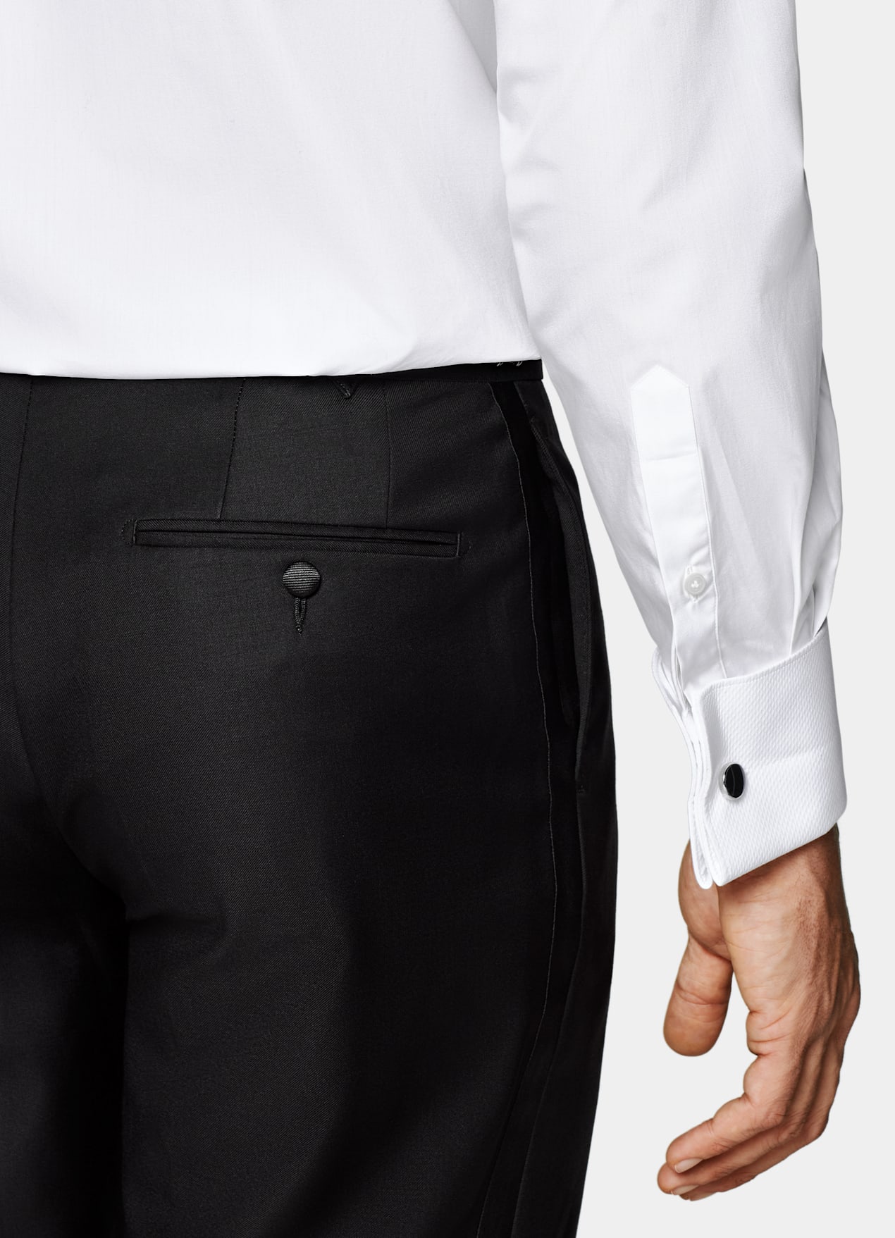Chemise de smoking en piqué coupe ajustée blanche