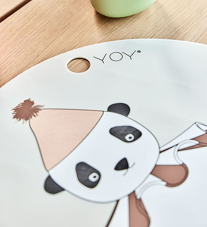 OYOY D?kkeserviet - Silikone - Panda Pompom - Offwhite