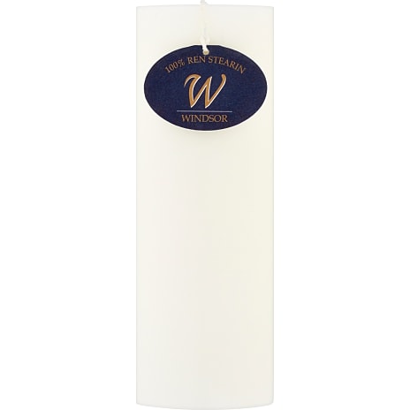 Windsor bloklys ren stearin 7x20 cm - hvid