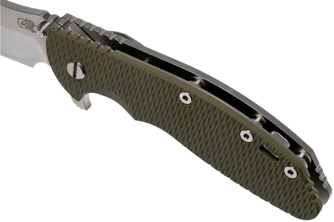 Rick Hinderer XM-24 4” Bowie, CPM 20CV, Stonewashed, OD Green G10 zakmes