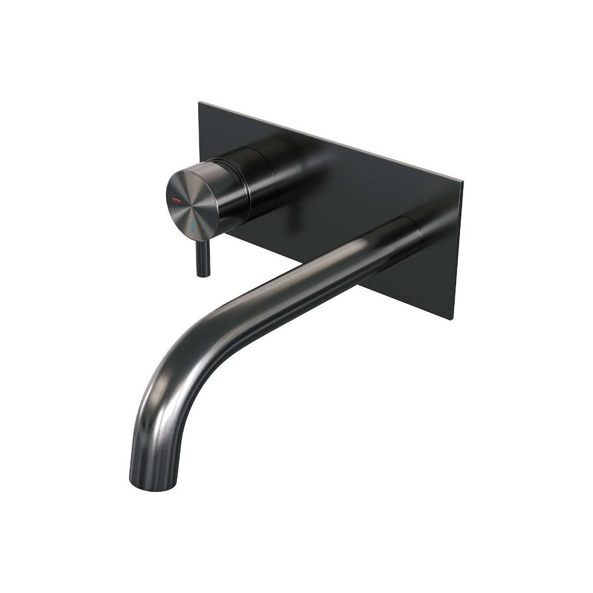 Brauer Gunmetal Edition ColdStart wastafelkraan inbouw gebogen uitloop met achterplaat model B2 gunmetal geborsteld PVD