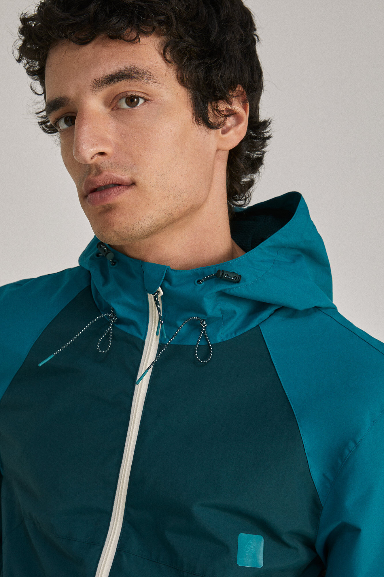 Parka em blocos de cores - azul