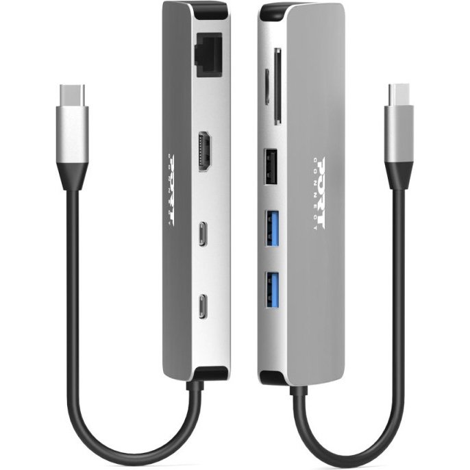 Port Designs 900164 station d'accueil Avec fil USB 3.2 Gen 1 (3.1 Gen 1) Type-C Acier inoxydable