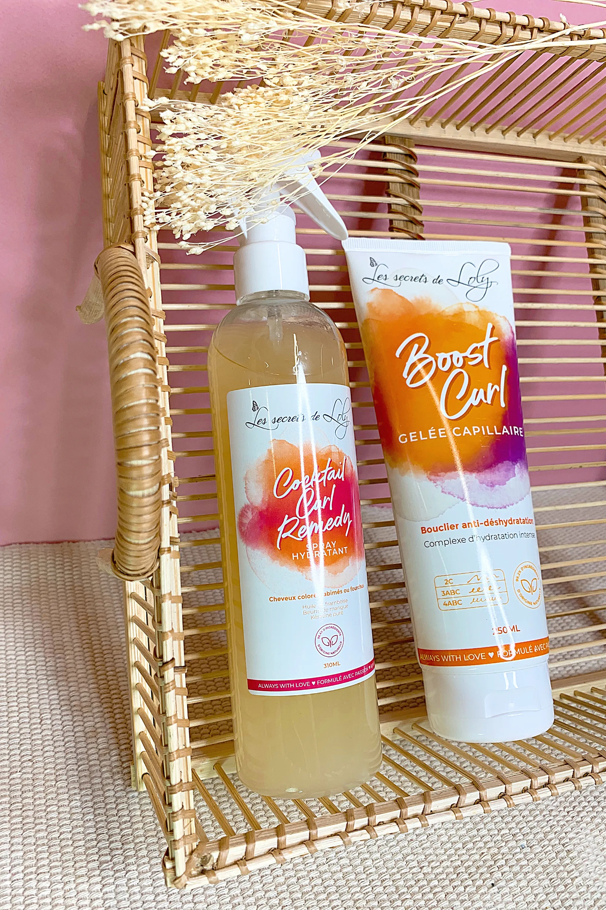 Les Secrets de Loly Duo de soins sans rinçage hydratant et réparateur pour cheveux secs et abîmés-560 ml