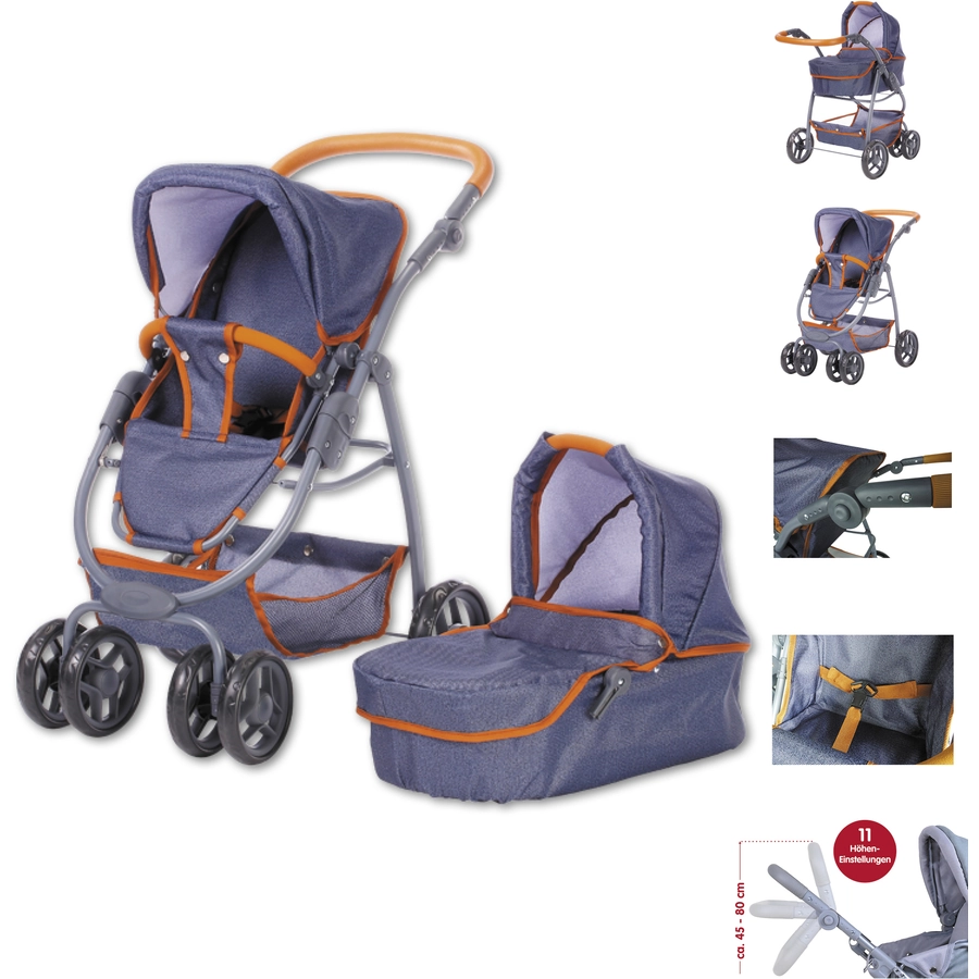 knorr toys® Puppenwagen Coco - dark blue blau