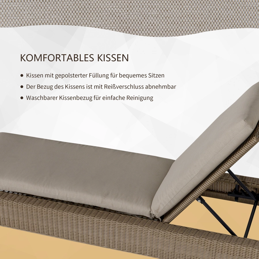 Outsunny Gartenliege mit Kissen beige, creme
