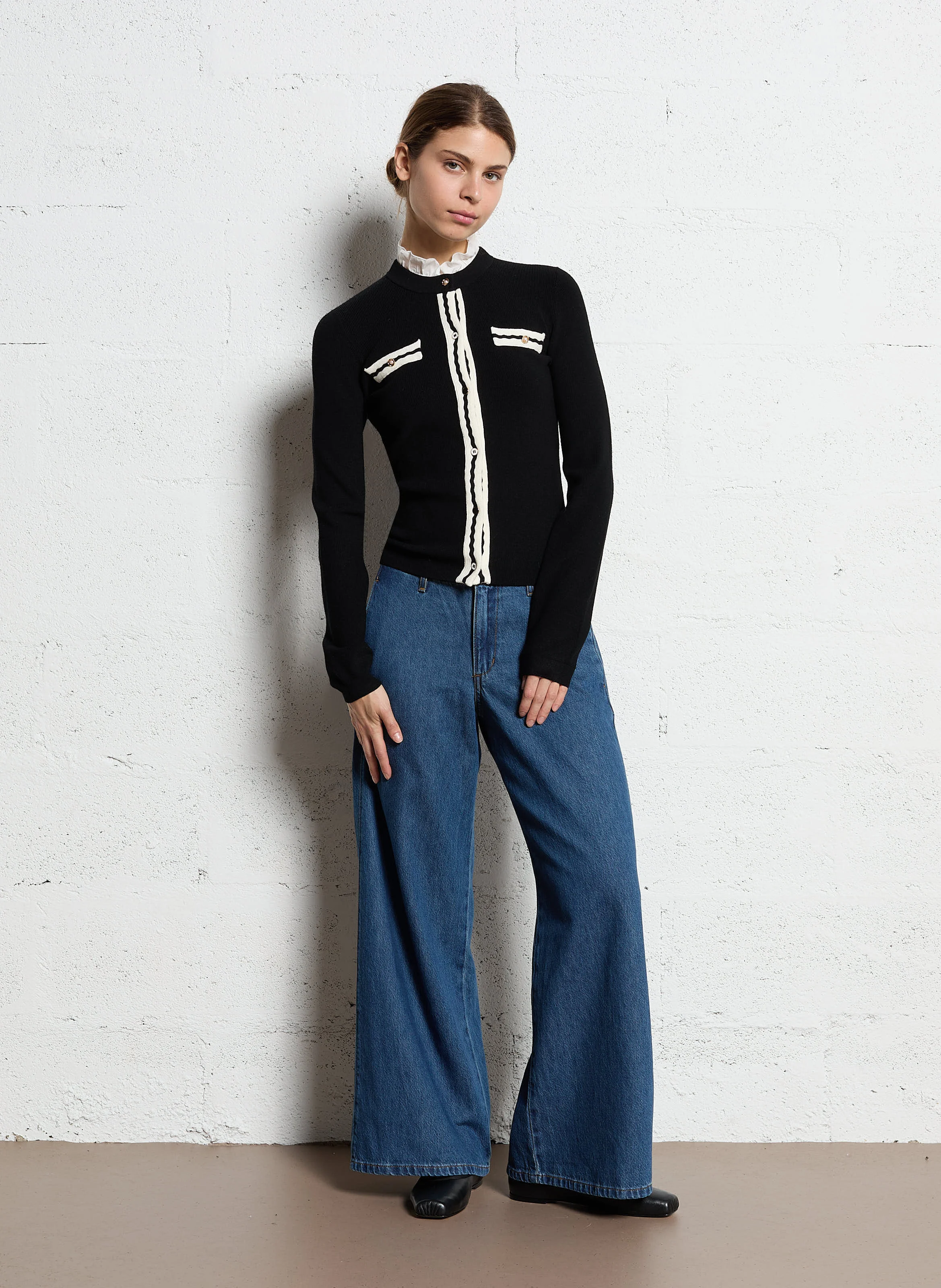 Cardigan avec col | Rayé
