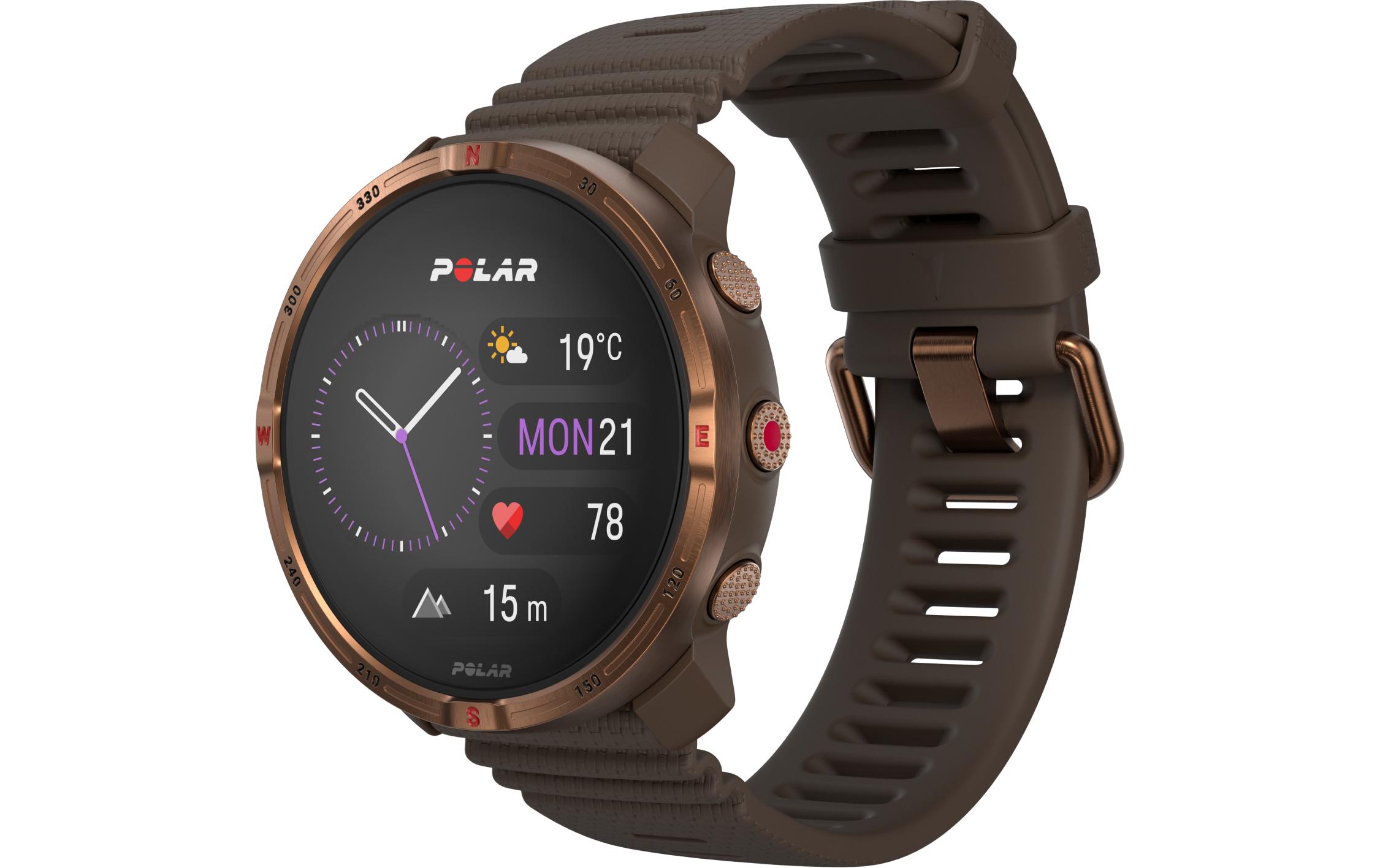 Sportuhr Grit X2, Braun, S-L<br>Outdoor-Smartwatch mit brillantem AMOLED-Display, Dual-GPS, Offline-Karten und langer Akkulaufzeit für Multisport-Abenteuer