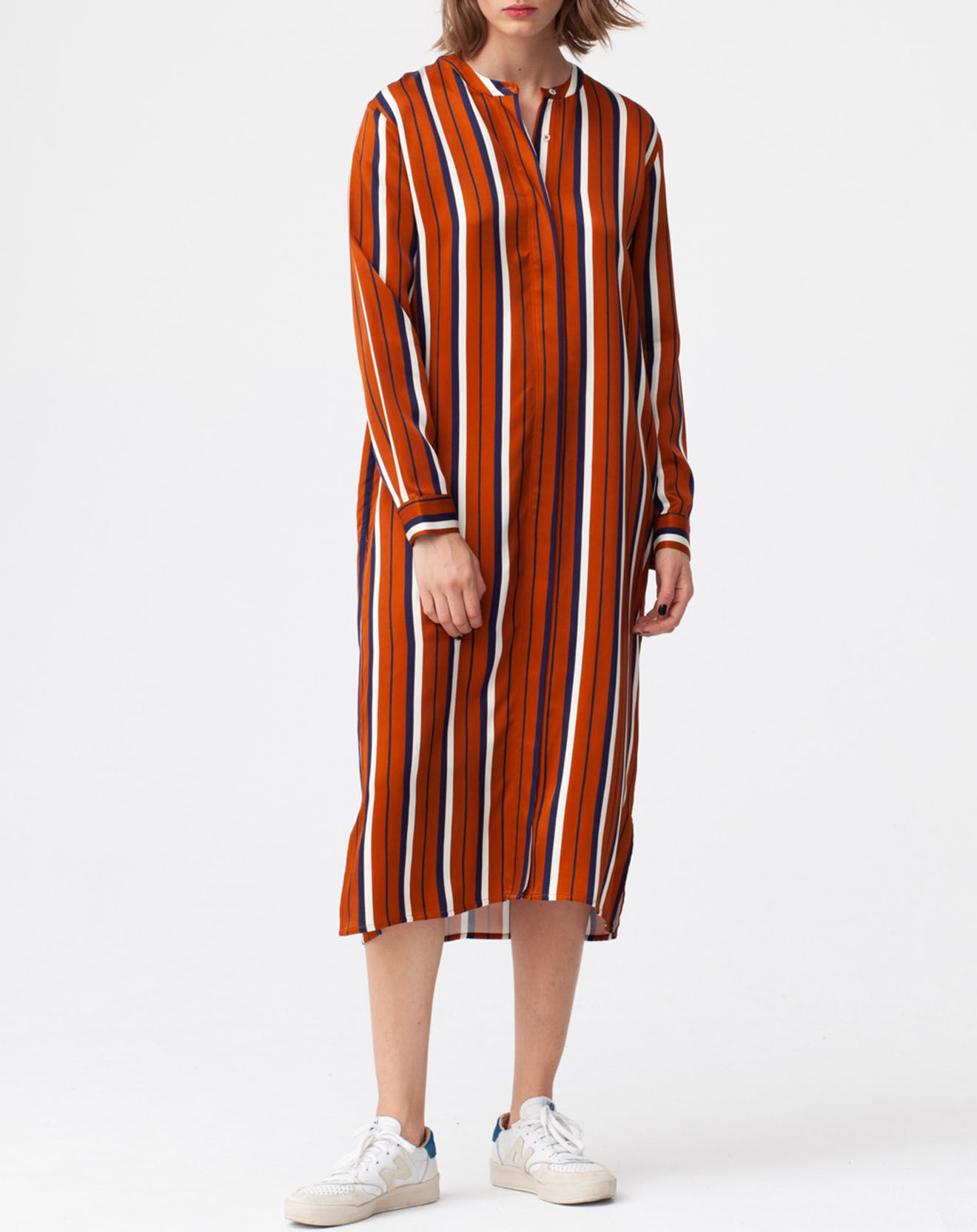 Chloé Stora Robe longue Roya à rayures rouille