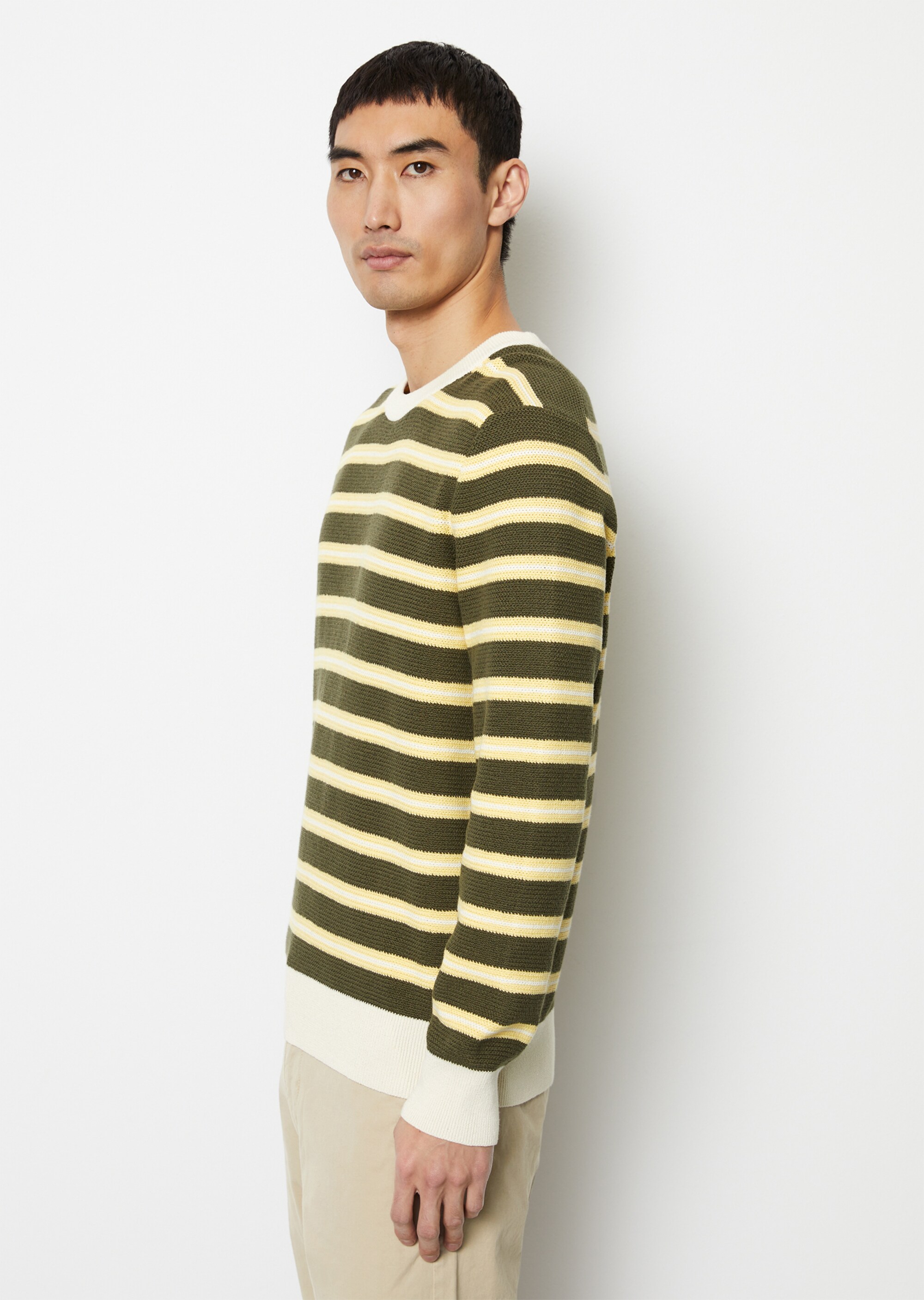 Pullover regular aus gestreifter Bio-Baumwolle