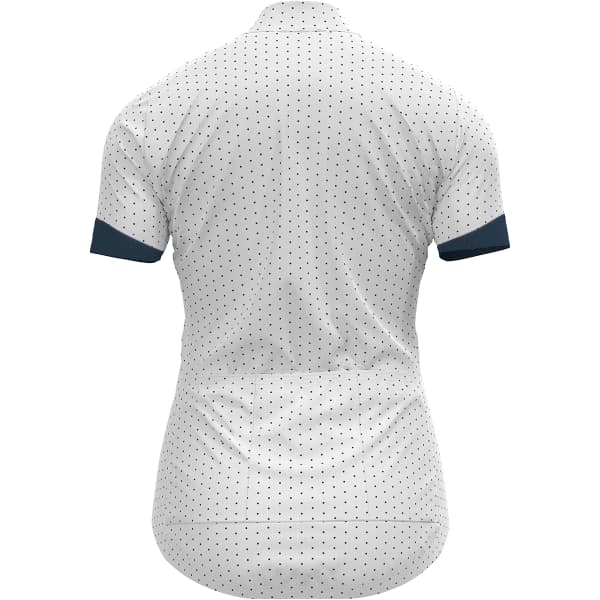 Maillot vélo ODLO ESSENTIAL ODLO PRINT STAND-UP COLLAR S/S FZ W WHITE - BLUE WING TEAL