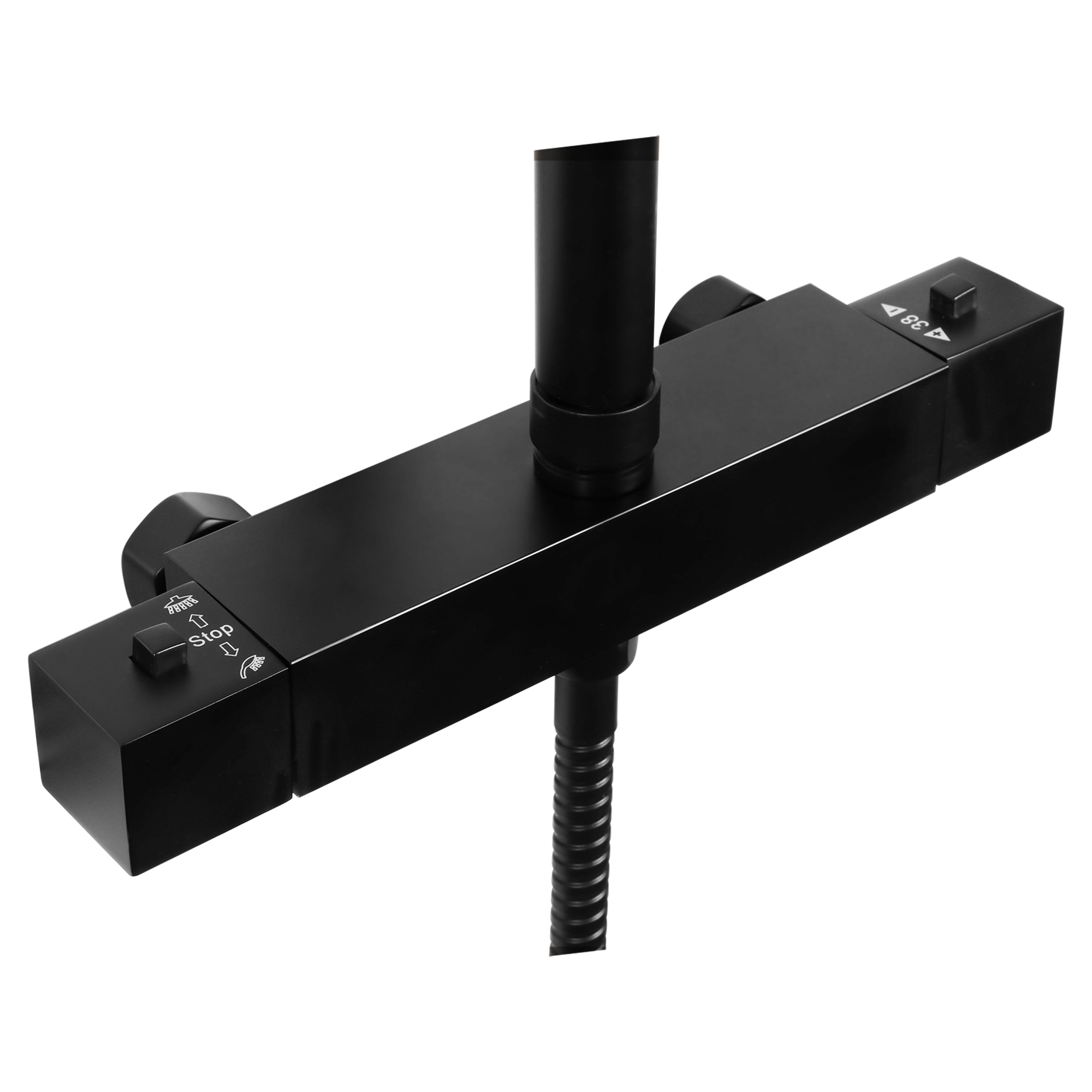 Differnz Thermoline opbouw regendouche vierkant 25cm mat zwart