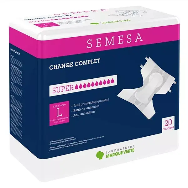 Semesa Green Brand Fralda completa para adultos, tamanho extra grande (L), pacote com 20 unidades