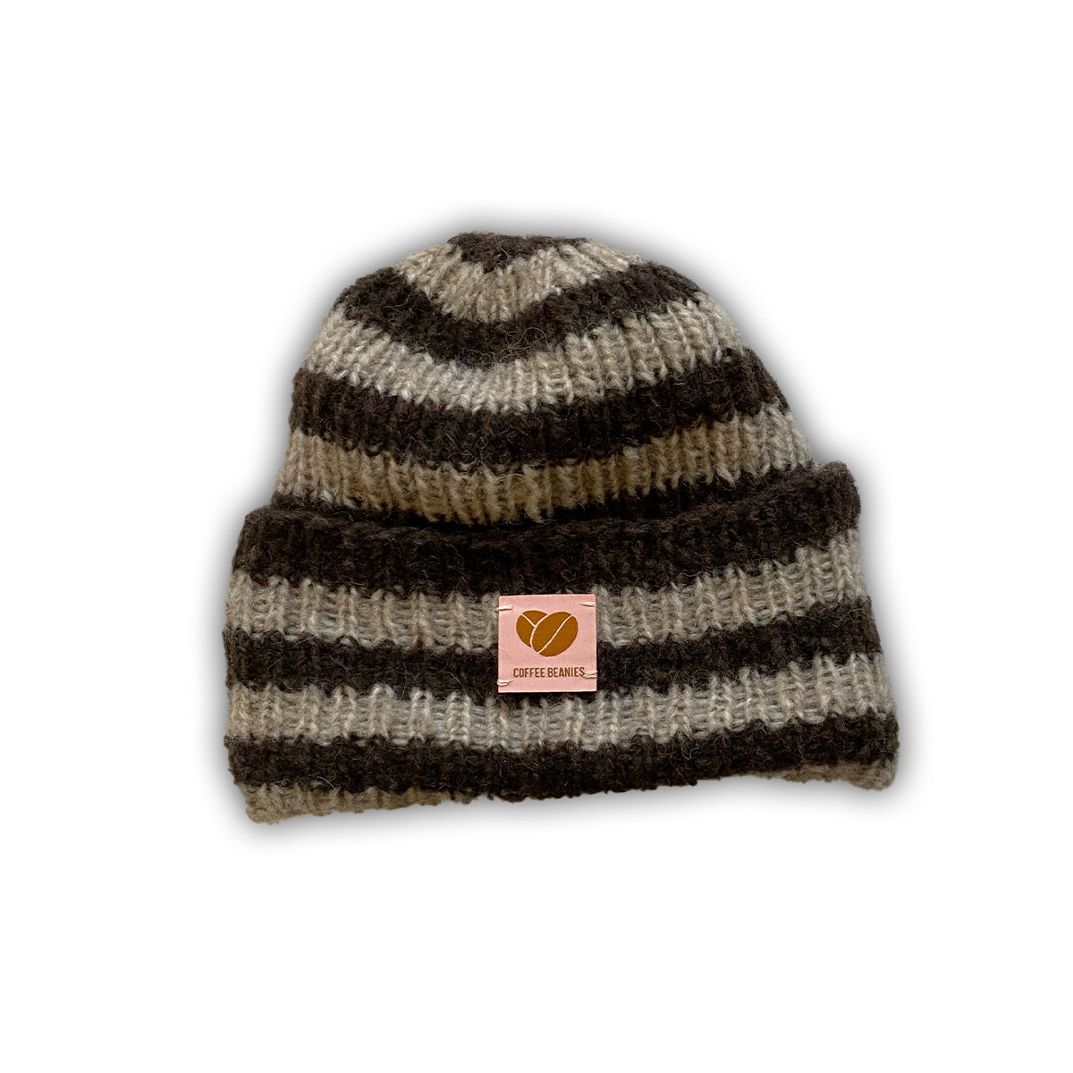 Coffee Beanies  Sky beanie strikhue - Striped Brown/Sandy