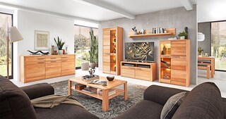 Vitrine Nature One 85x137x40 cm braun Teilmassiv Buche lackiert