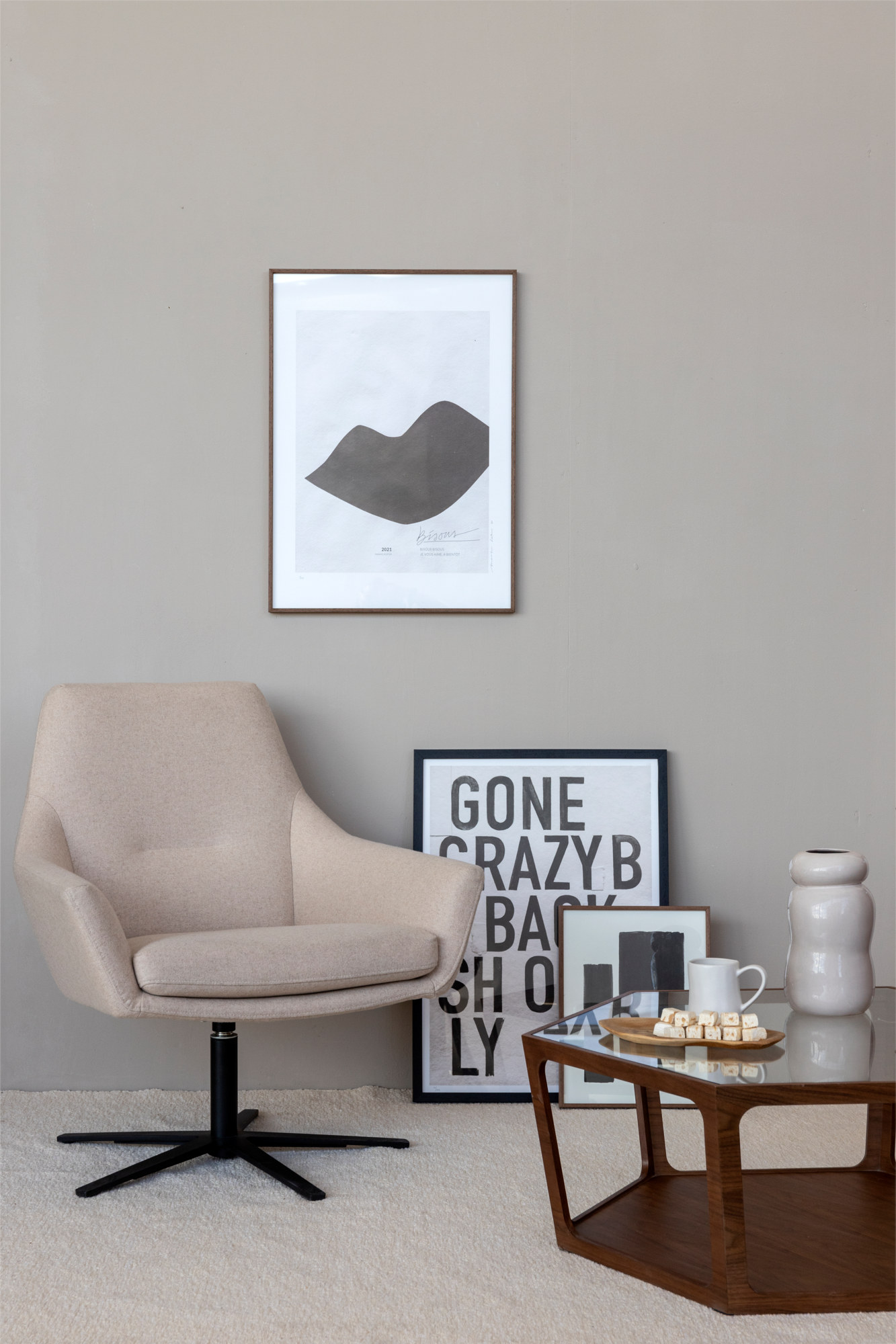 Loods 5 Design fauteuil Dunk Stof: Facet Olive 53 | Frame Zwart