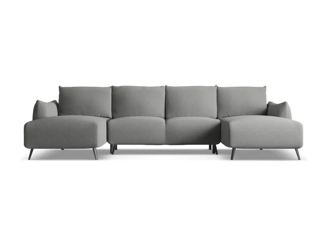 Canapé d'angle panoramique convertible en tissu chenille - éléphant - MALIE