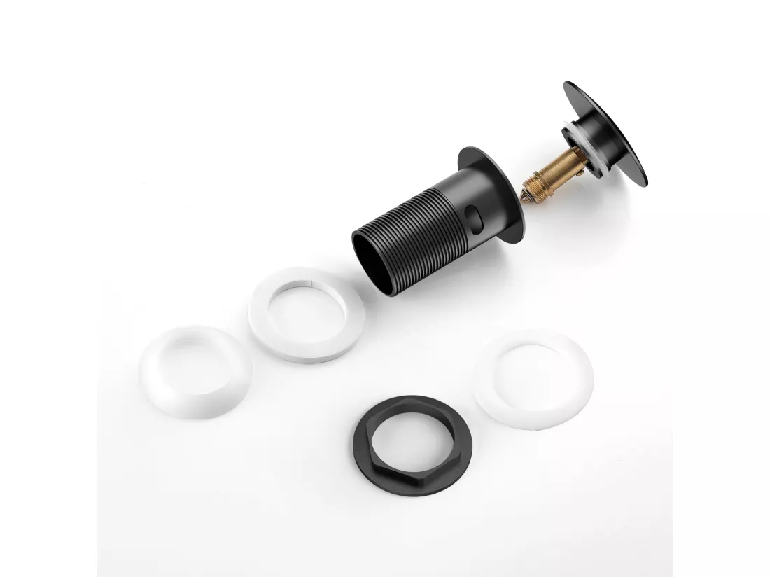 AuraLum Max Bonde de Lavabo avec Trop Plein, Bonde de Vidange Lavabo, Bonde de Lavabo Pop Up, Bonde de Lavabo Universelle, Noir,EU Modèle