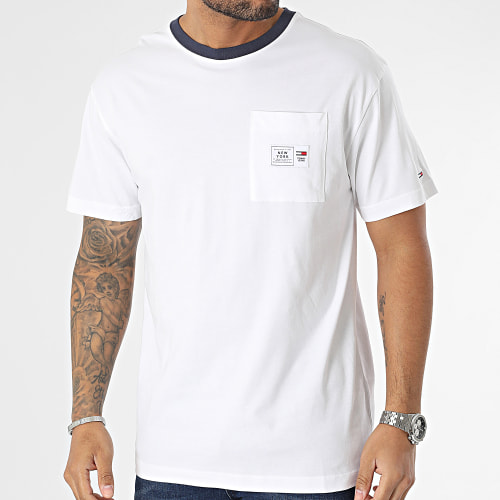 Tee Shirt Poche Classic Label Ringe 6317 Blanc